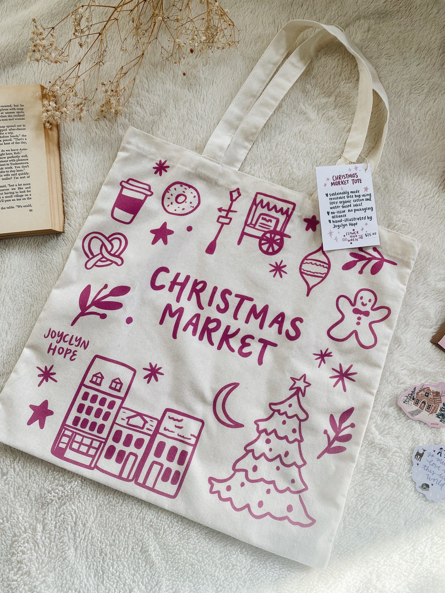 christmas market tote bag