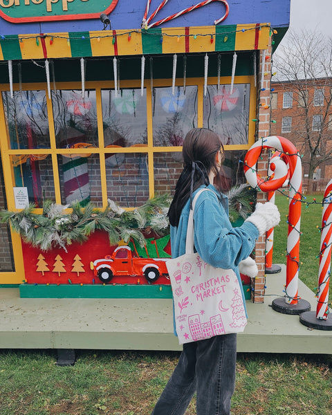 christmas market tote bag