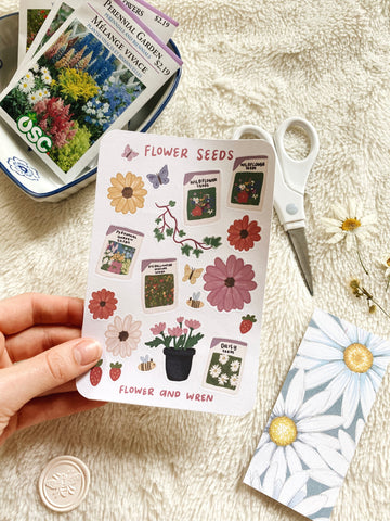 flower seeds sticker sheet