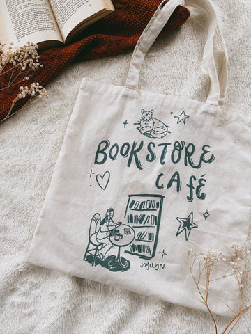 bookstore café tote bag