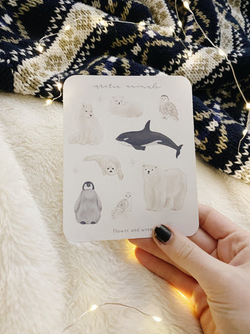 arctic animals sticker sheet